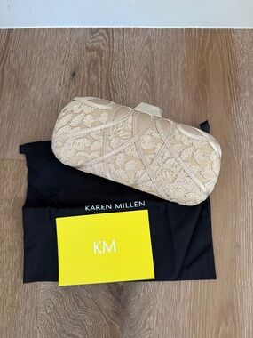 Karen Millen Beige Lace Evening Clutch
